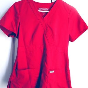 Grey's Anatomy Red Scrub Top
